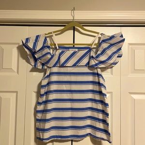 Calvin Klein stripped cotton off the shoulder shirt with straps